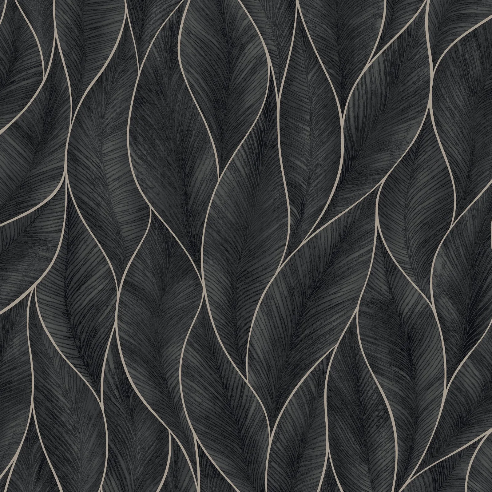 Tapet WOW Subtle Leaves Silver/Blå