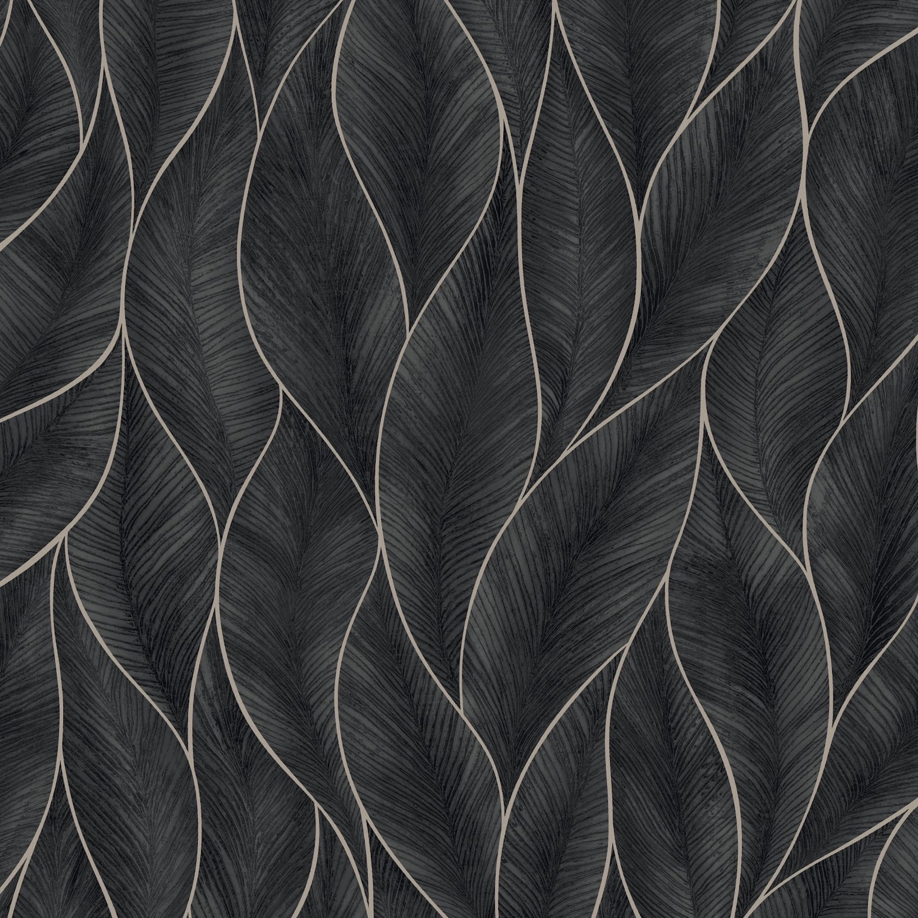 Tapet WOW Subtle Leaves Silver/Blå