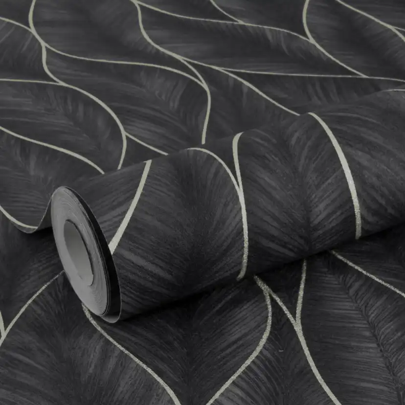 Tapet WOW Subtle Leaves Silver/Blå