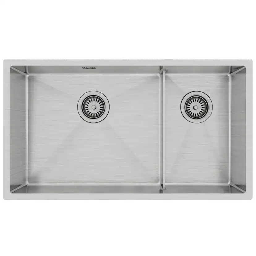 Diskho Lavabo Kubus 780 Soft Slim Rostfri Dubbel med Korgventil & Vattenlås