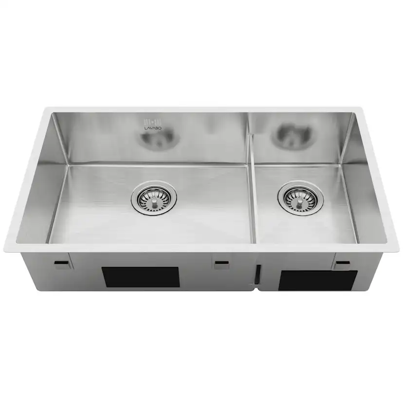 Diskho Lavabo Kubus 780 Soft Slim Rostfri Dubbel med Korgventil & Vattenlås