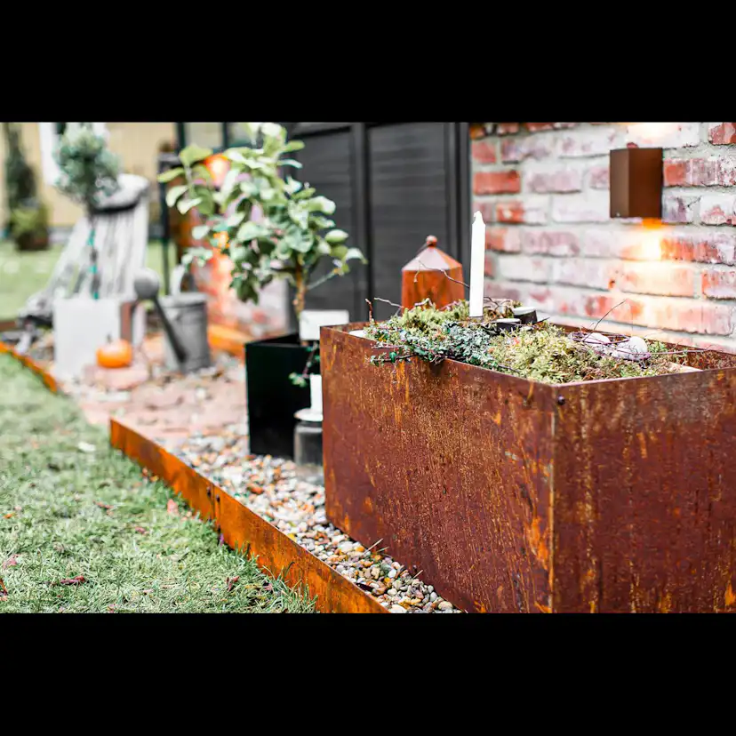 Rabattkant Skotte Garden Corten Odlingskant 4-pack, Rostfärg, 18x100 cm