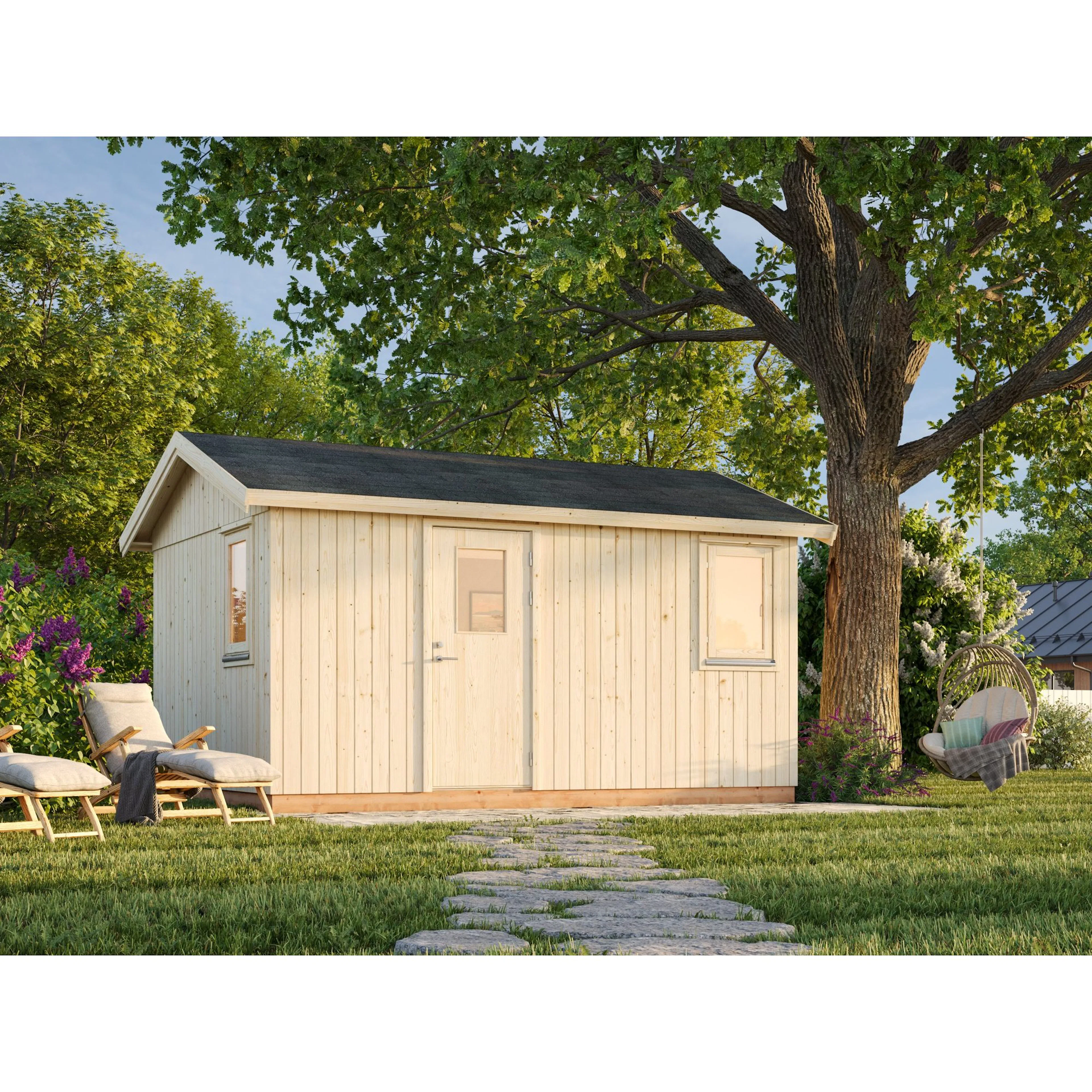 Friggebod Palmako Hedwig 13,6 m² Komplett Stuga med Sadeltak