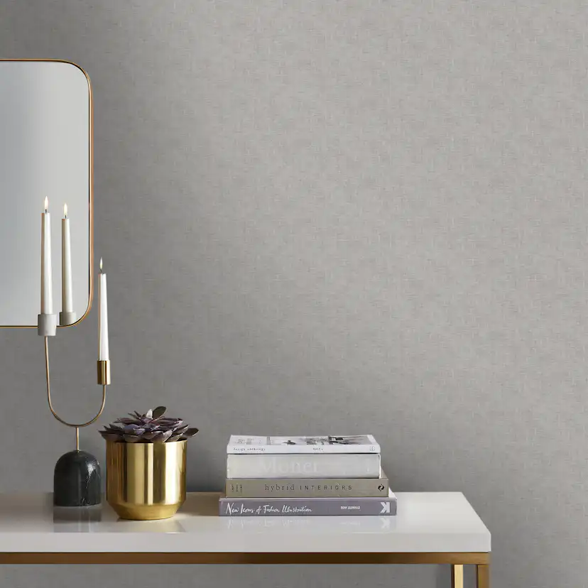 Tapet WOW Linne Glänsande Enfärgad Grå 10125462