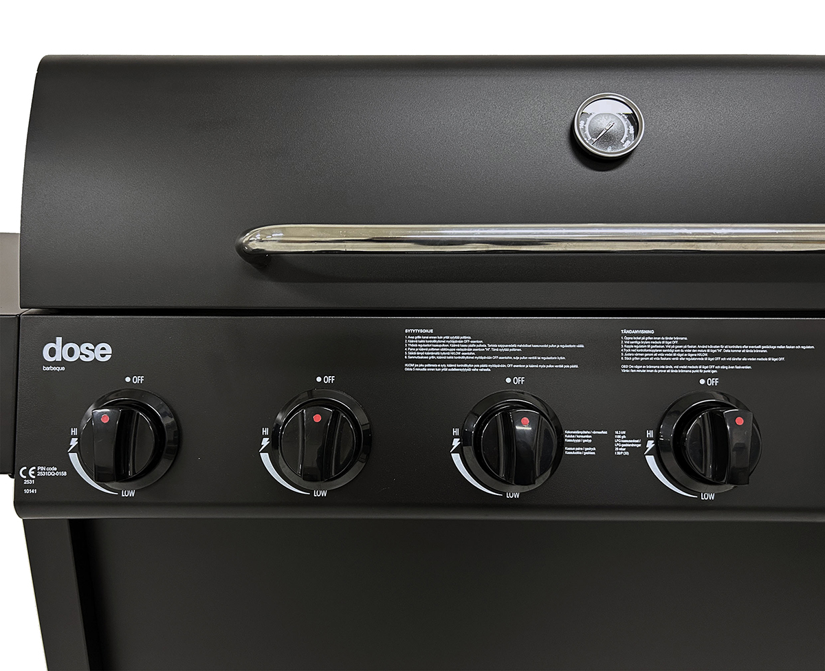 Gasolgrill Dose Barbeque 6+1 Brännare Svart