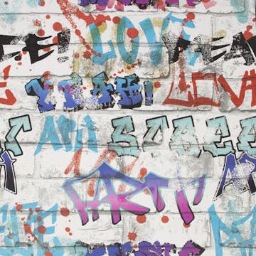 Tapet Fresco Graffiti Flerfärgad