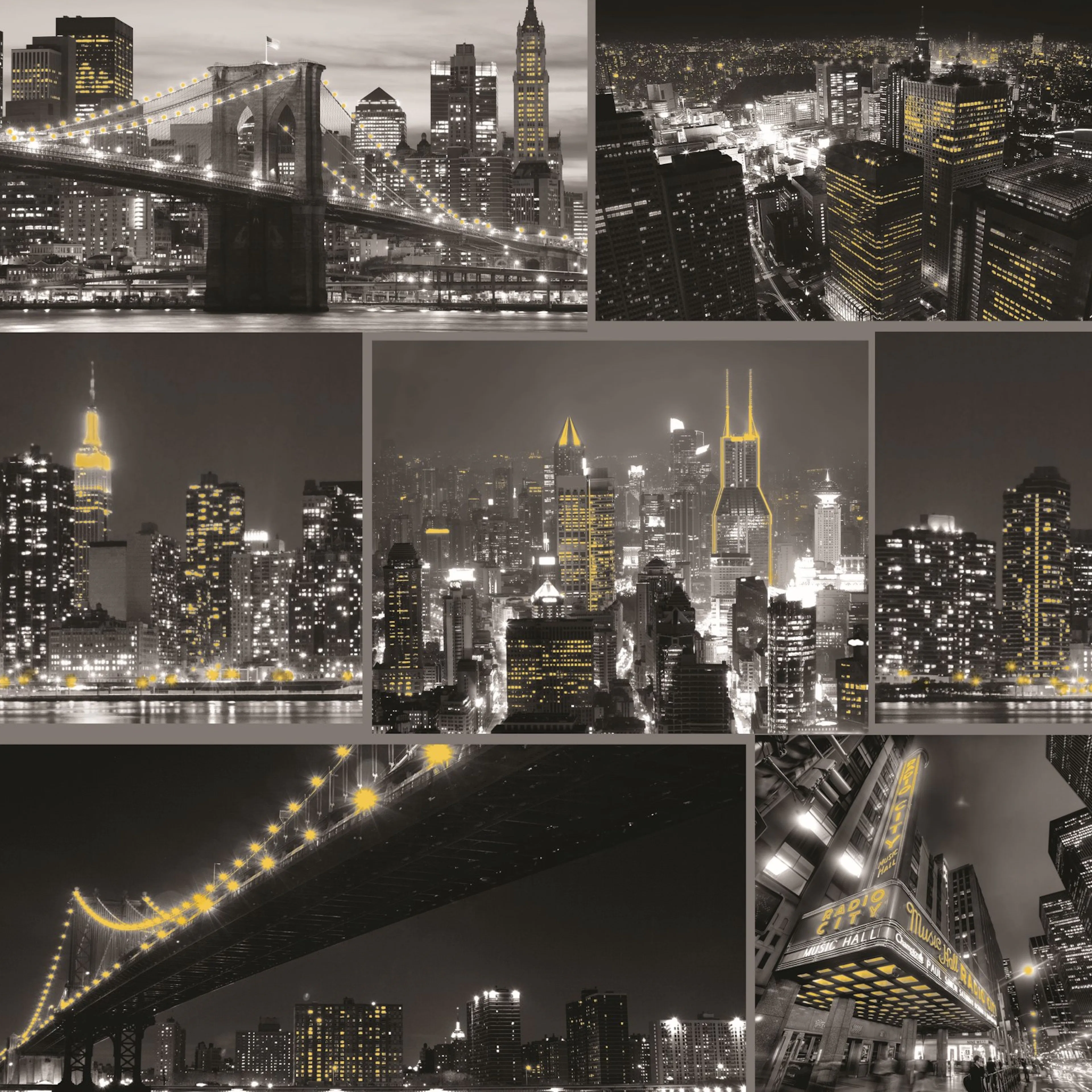 Tapet Fresco City At Night Svart