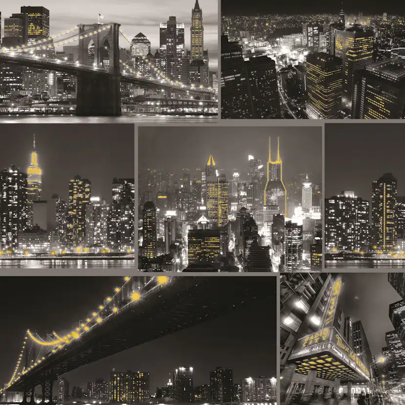 Tapet Fresco City At Night Svart