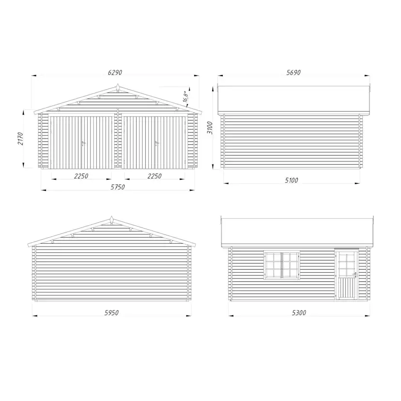 Garage Palmako Roger 28,4 m2 med Slagport