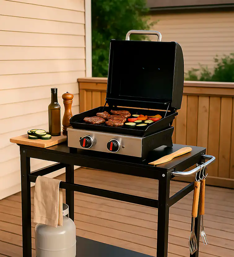 Grillvagn Easy Cooking Svart Arbetsyta Till Grillen