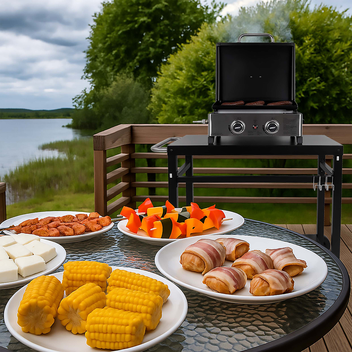 Grillvagn Easy Cooking Svart Arbetsyta Till Grillen