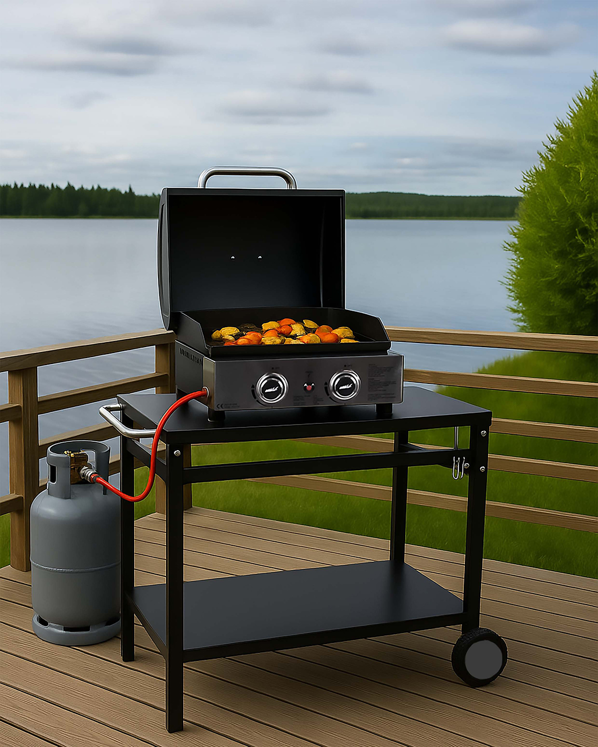 Grillvagn Easy Cooking Svart Arbetsyta Till Grillen