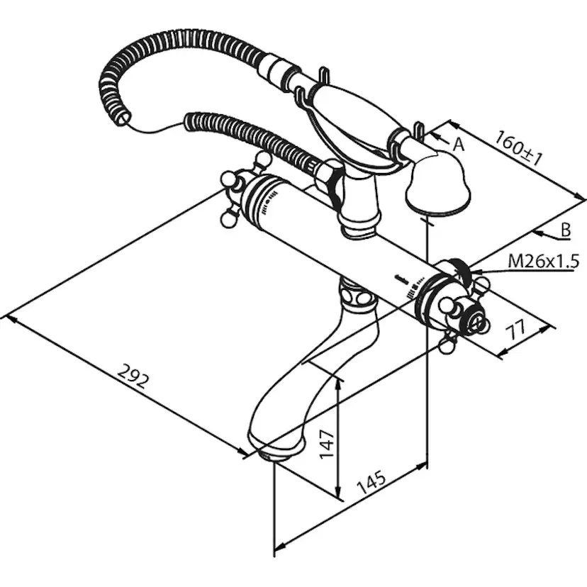 Badkarsblandare Damixa Tradition 160 cc