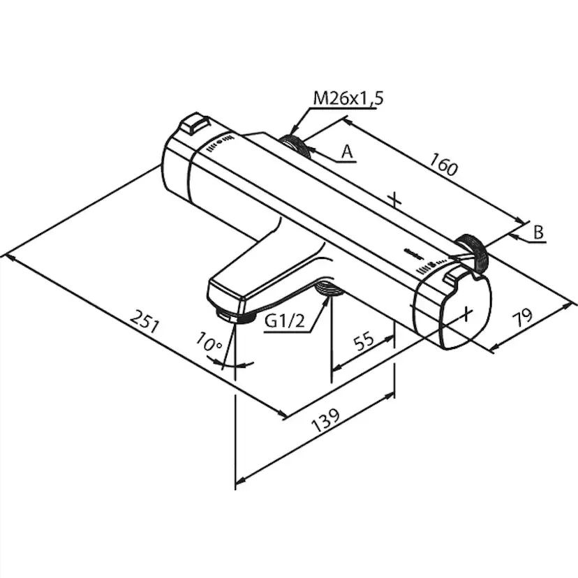 Badkarsblandare Damixa Pine Thermixa 700 160 cc