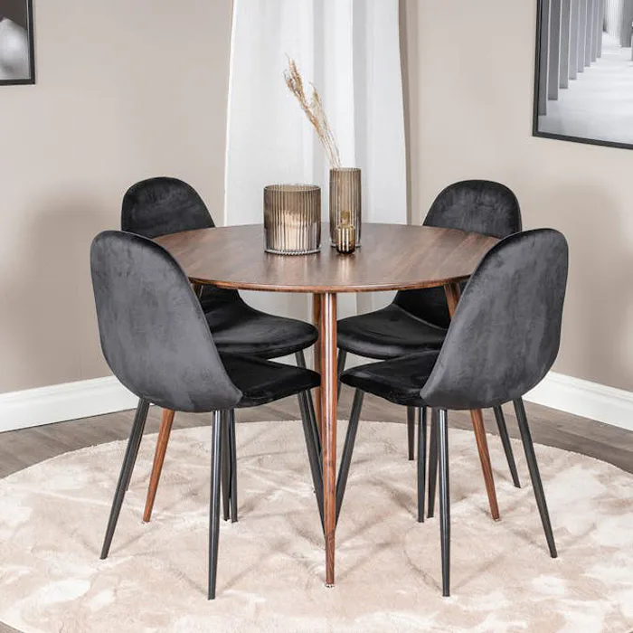 Matgrupp Venture Home Plake med 4 Pobbie Stolar Sammet Runt