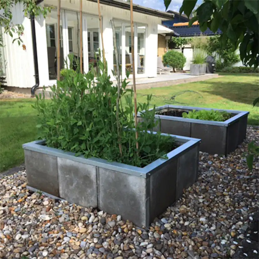 Odlingskrage Skotte Garden Pallkrage av Betongplattor & Zinkplåt, Rektangulär Odlingslåda
