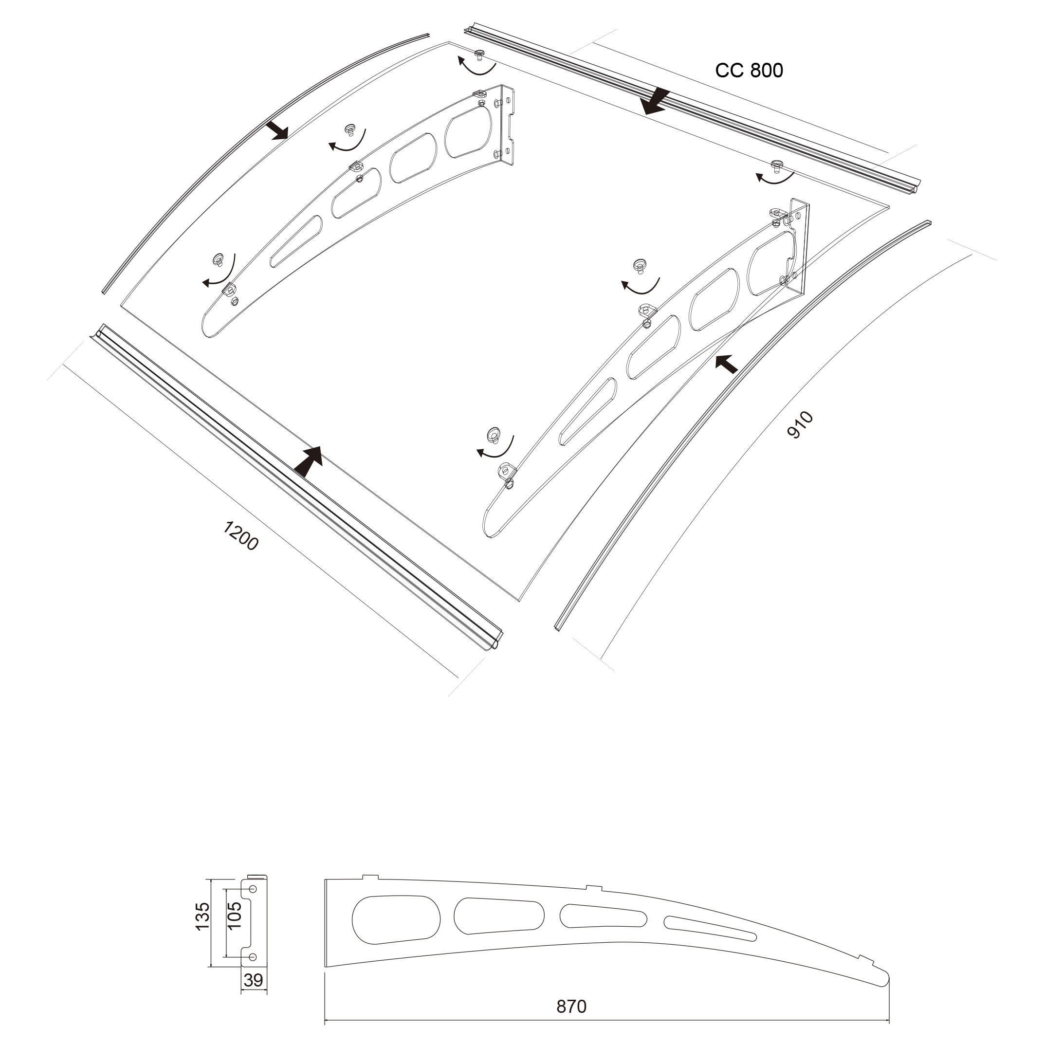 Entrétak Skotte Garden Aluminium Polykarbonat
