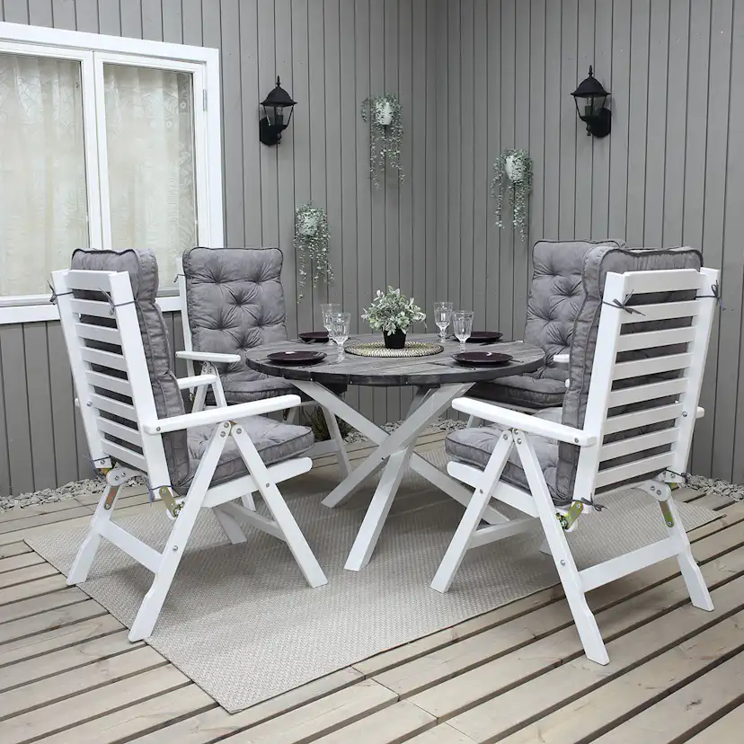 Positionsfåtöj Baltic Garden Bjärred Vitlaserad Ställbar Trästol - 2 st