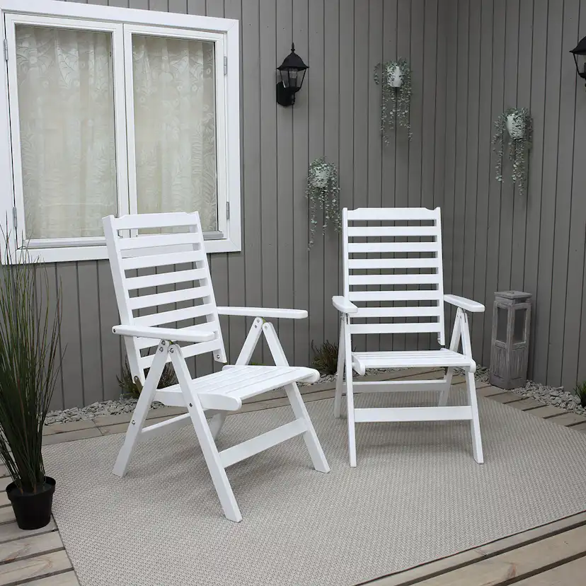 Positionsfåtöj Baltic Garden Bjärred Vitlaserad Ställbar Trästol - 2 st