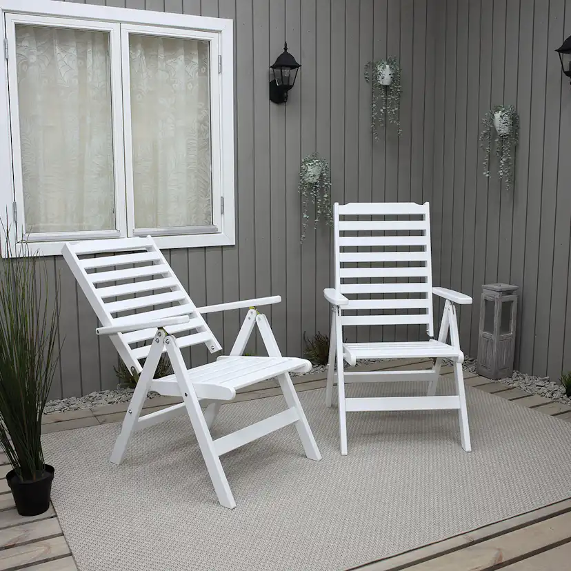 Positionsfåtöj Baltic Garden Bjärred Vitlaserad Ställbar Trästol - 2 st