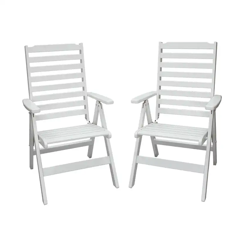 Positionsfåtöj Baltic Garden Bjärred Vitlaserad Ställbar Trästol - 2 st