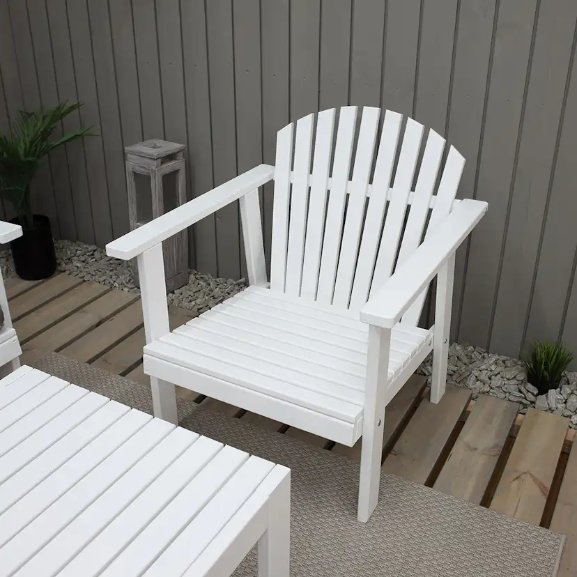 Matgrupp Baltic Garden Kungsholm Vit Loungegrupp i Trä med Soffa, 2 Fåtöjler & Bord