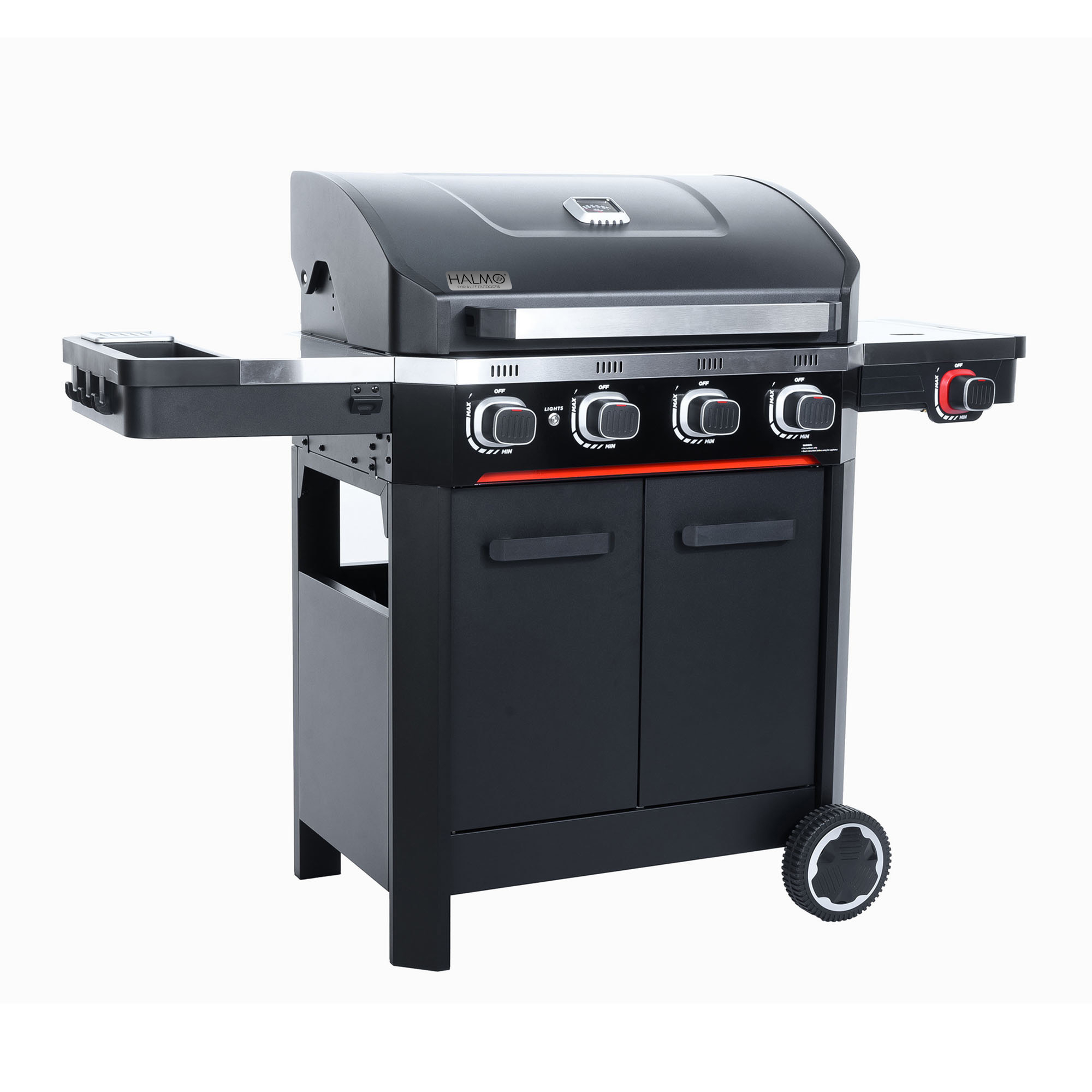 Gasolgill Halmo Atlas 4+1 Svart Med Sidobrännare