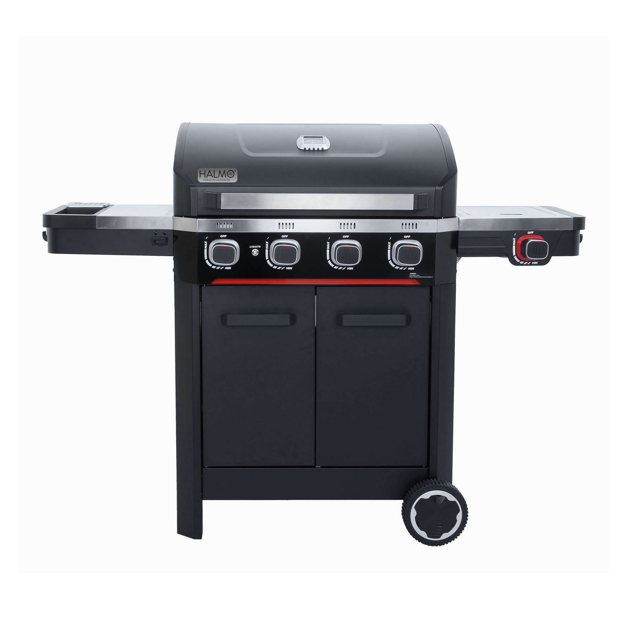 Gasolgill Halmo Atlas 4+1 Svart Med Sidobrännare