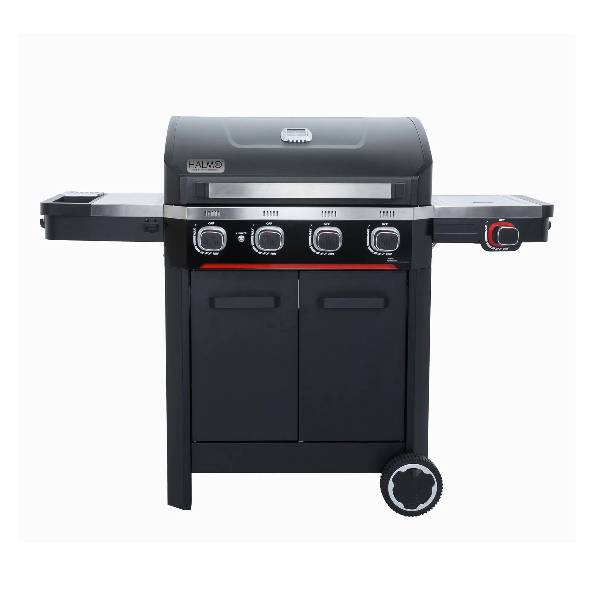 Gasolgill Halmo Atlas 4+1 Svart Med Sidobrännare