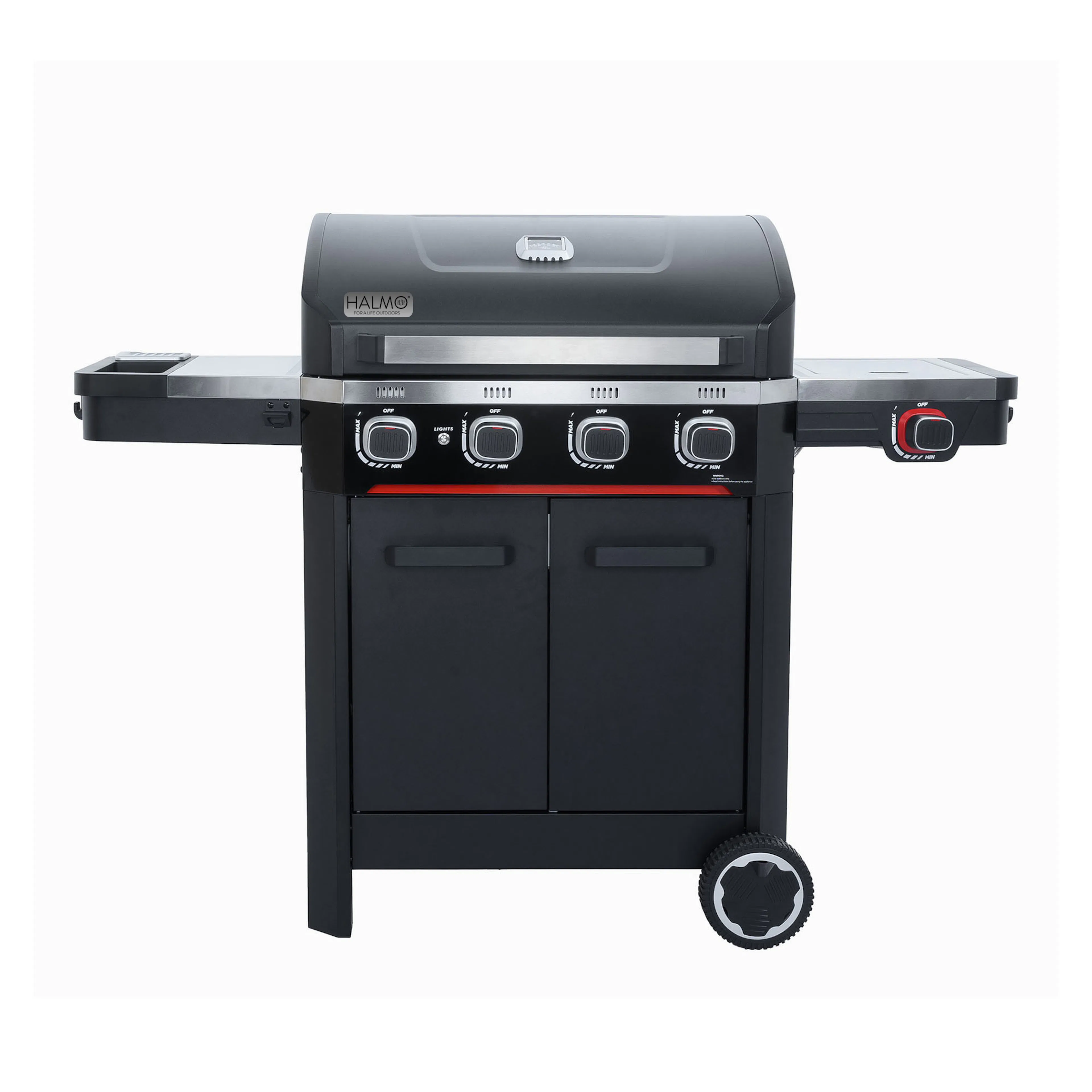 Gasolgill Halmo Atlas 4+1 Svart Med Sidobrännare