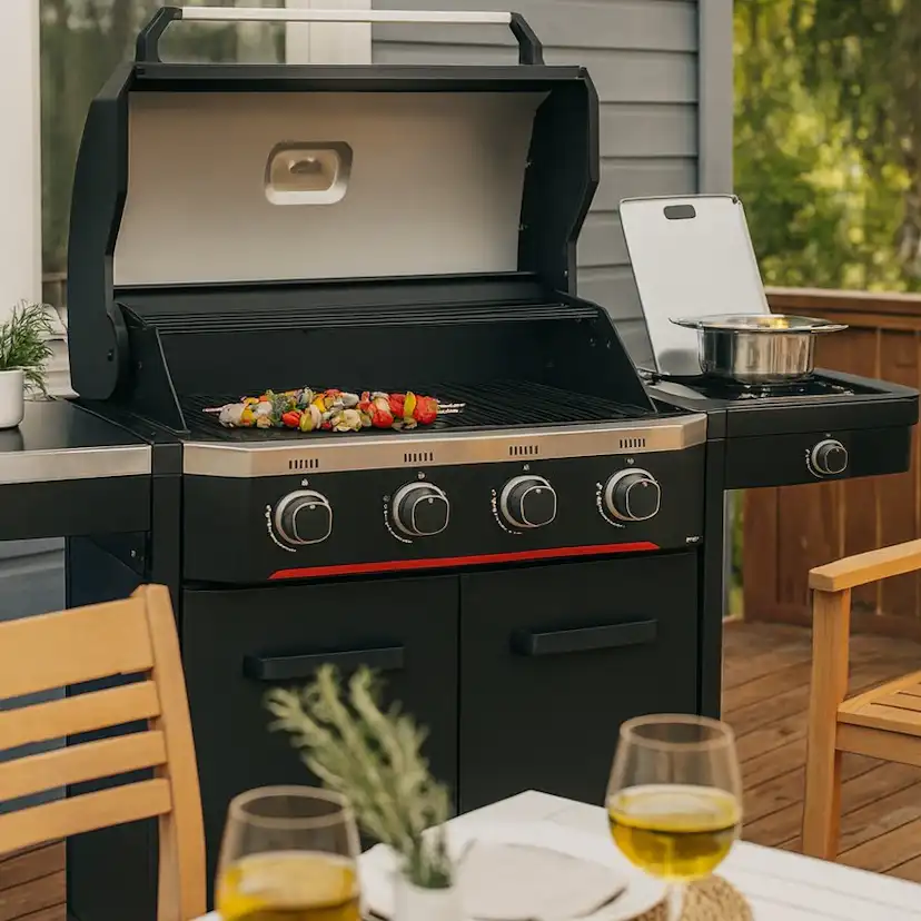 Gasolgill Halmo Atlas 4+1 Svart Med Sidobrännare