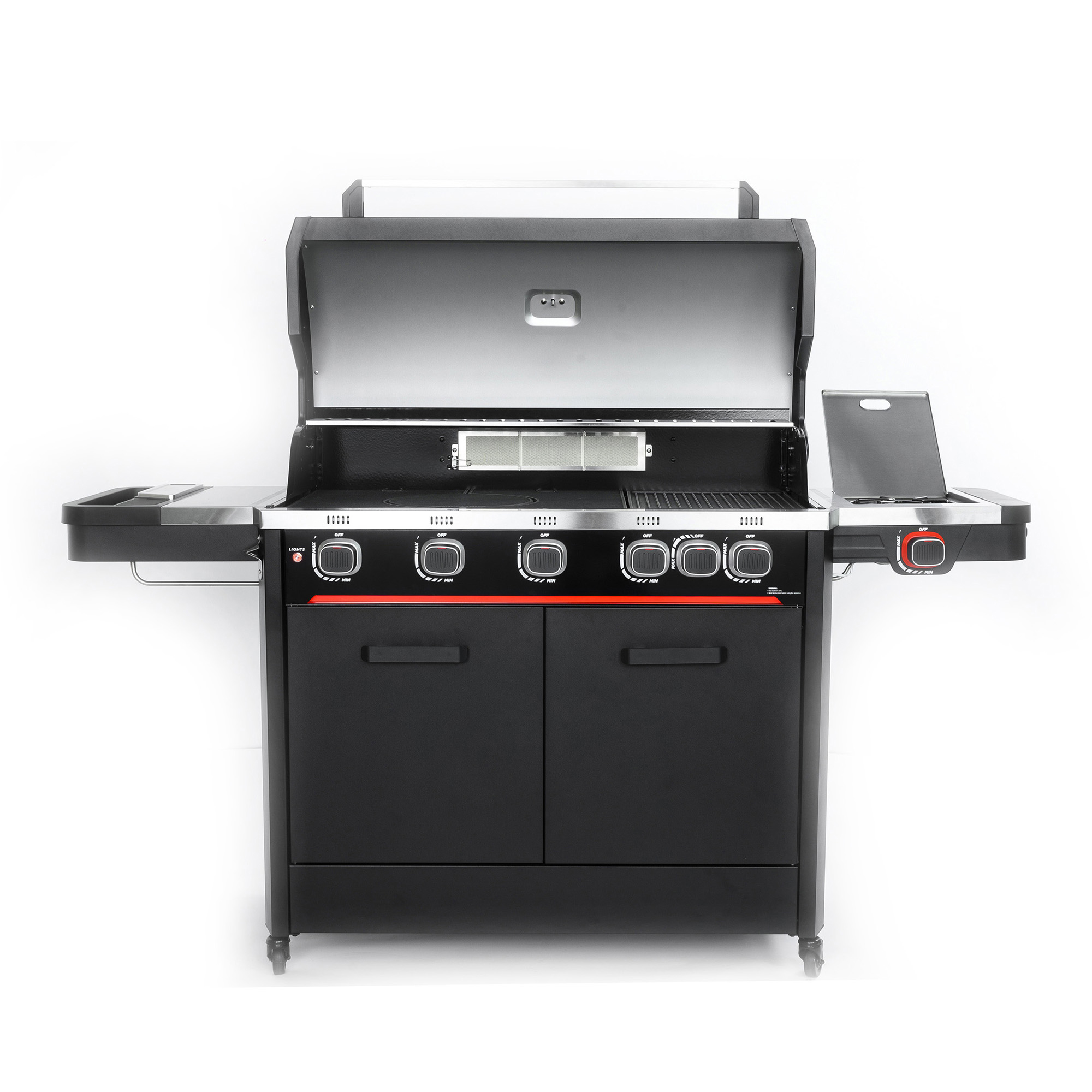 Gasolgrill Halmo Infinity 5 Svart Med Sidobrännare Infrabrännare & LED-Belysning
