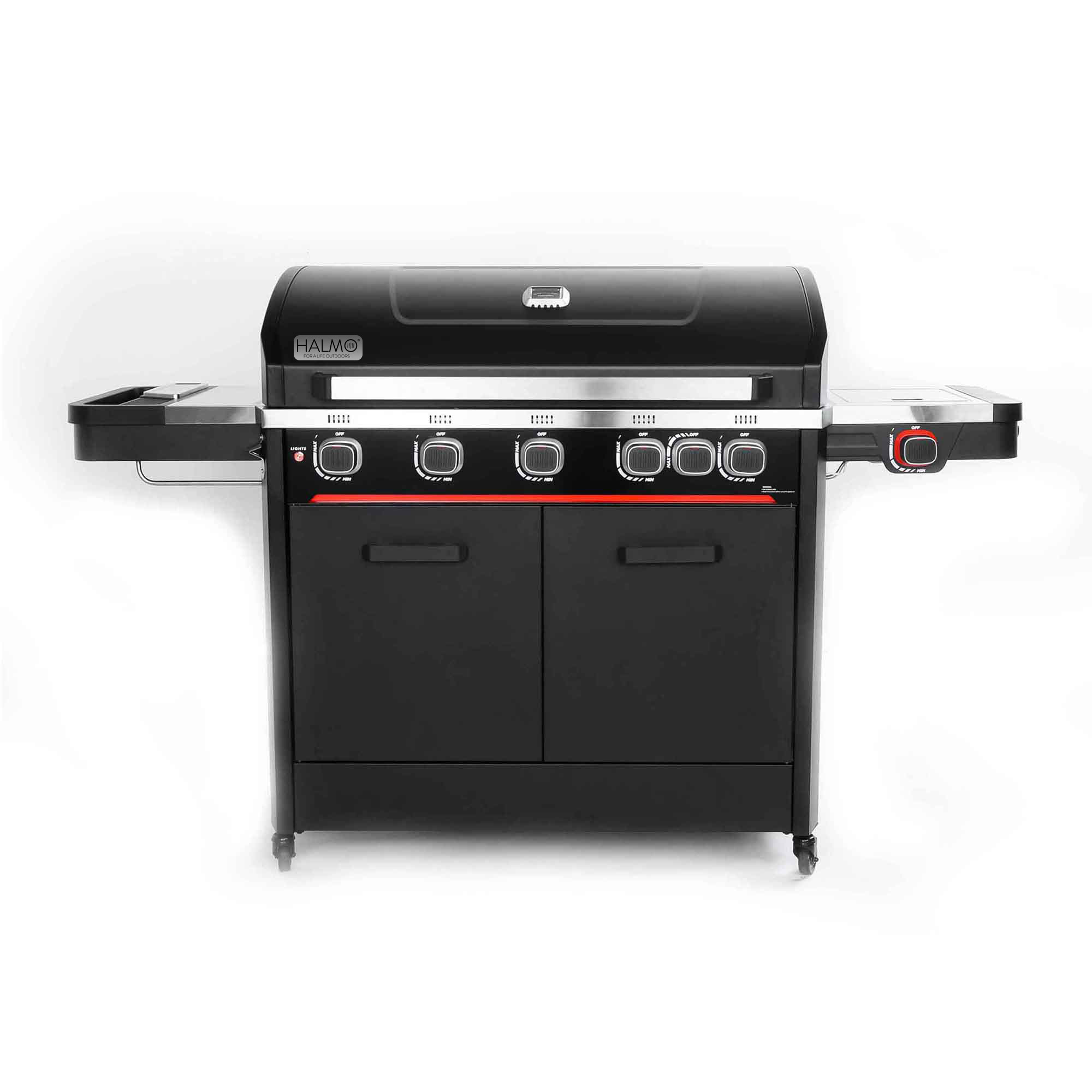 Gasolgrill Halmo Infinity 5 Svart Med Sidobrännare Infrabrännare & LED-Belysning