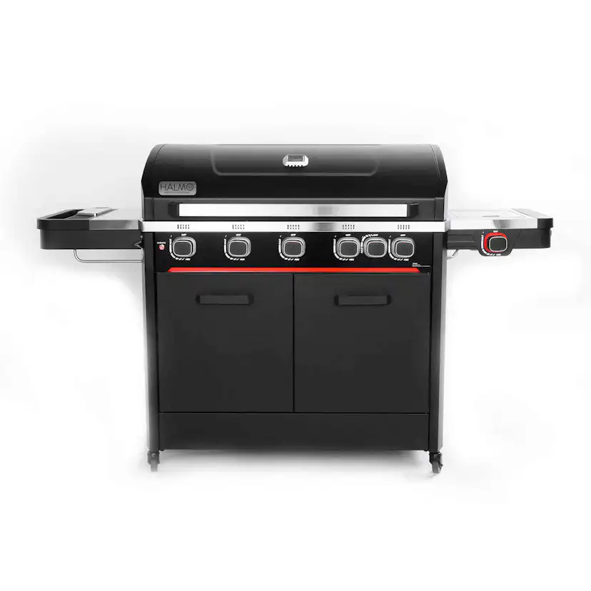 Gasolgrill Halmo Infinity 5 Svart Med Sidobrännare Infrabrännare & LED-Belysning
