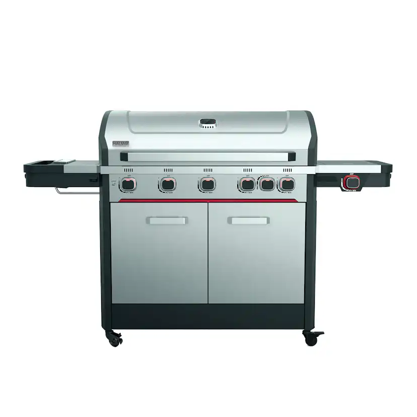 Gasolgrill Halmo Infinity 5 Svart Med Sidobrännare Infrabrännare & LED-Belysning Rostfri