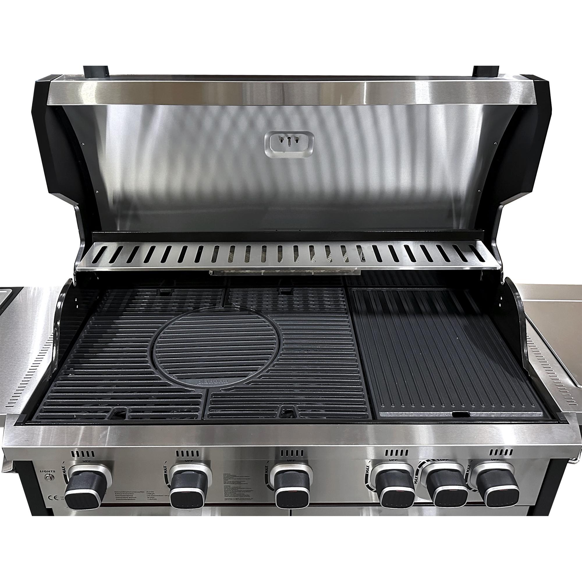 Gasolgrill Halmo Infinity 5 Svart Med Sidobrännare Infrabrännare & LED-Belysning Rostfri