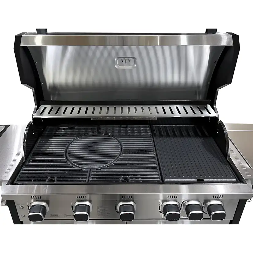 Gasolgrill Halmo Infinity 5 Svart Med Sidobrännare Infrabrännare & LED-Belysning Rostfri