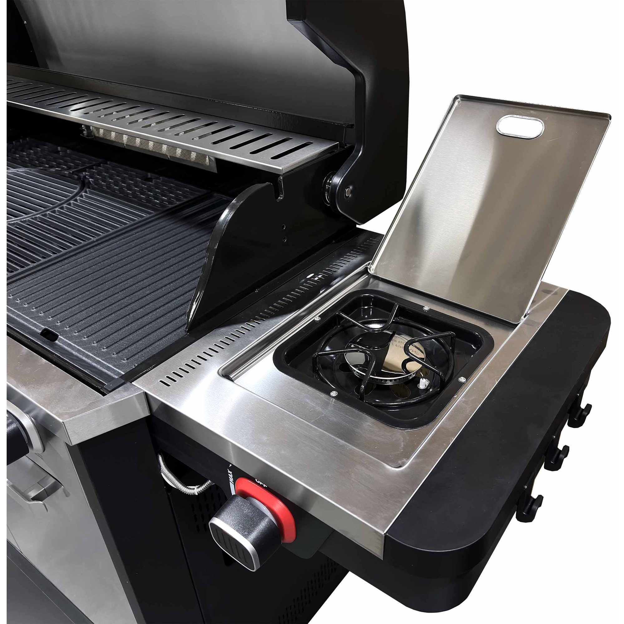 Gasolgrill Halmo Infinity 5 Svart Med Sidobrännare Infrabrännare & LED-Belysning Rostfri