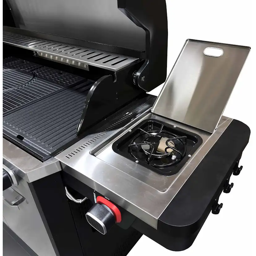 Gasolgrill Halmo Infinity 5 Svart Med Sidobrännare Infrabrännare & LED-Belysning Rostfri