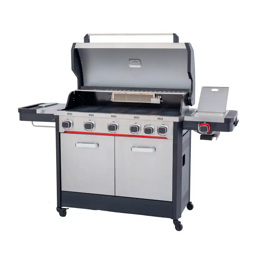 Gasolgrill Halmo Infinity 5 Svart Med Sidobrännare Infrabrännare & LED-Belysning Rostfri