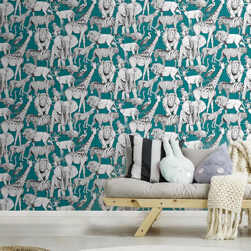 Tapet Superfresco Easy Jungle Animals Grön