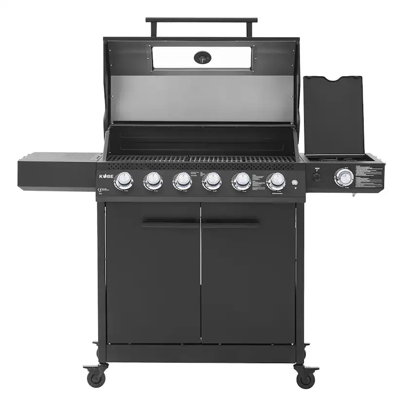 Gasolgrill Kobe Premium 5 Brännare Med Sidobrännare & Glaslock