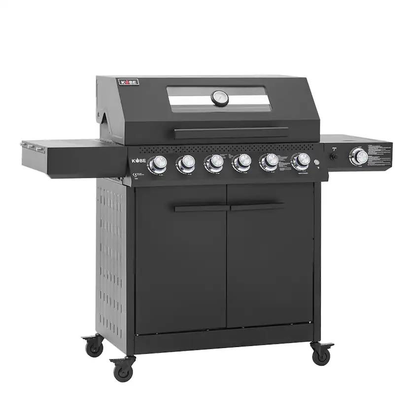 Gasolgrill Kobe Premium 5 Brännare Med Sidobrännare & Glaslock