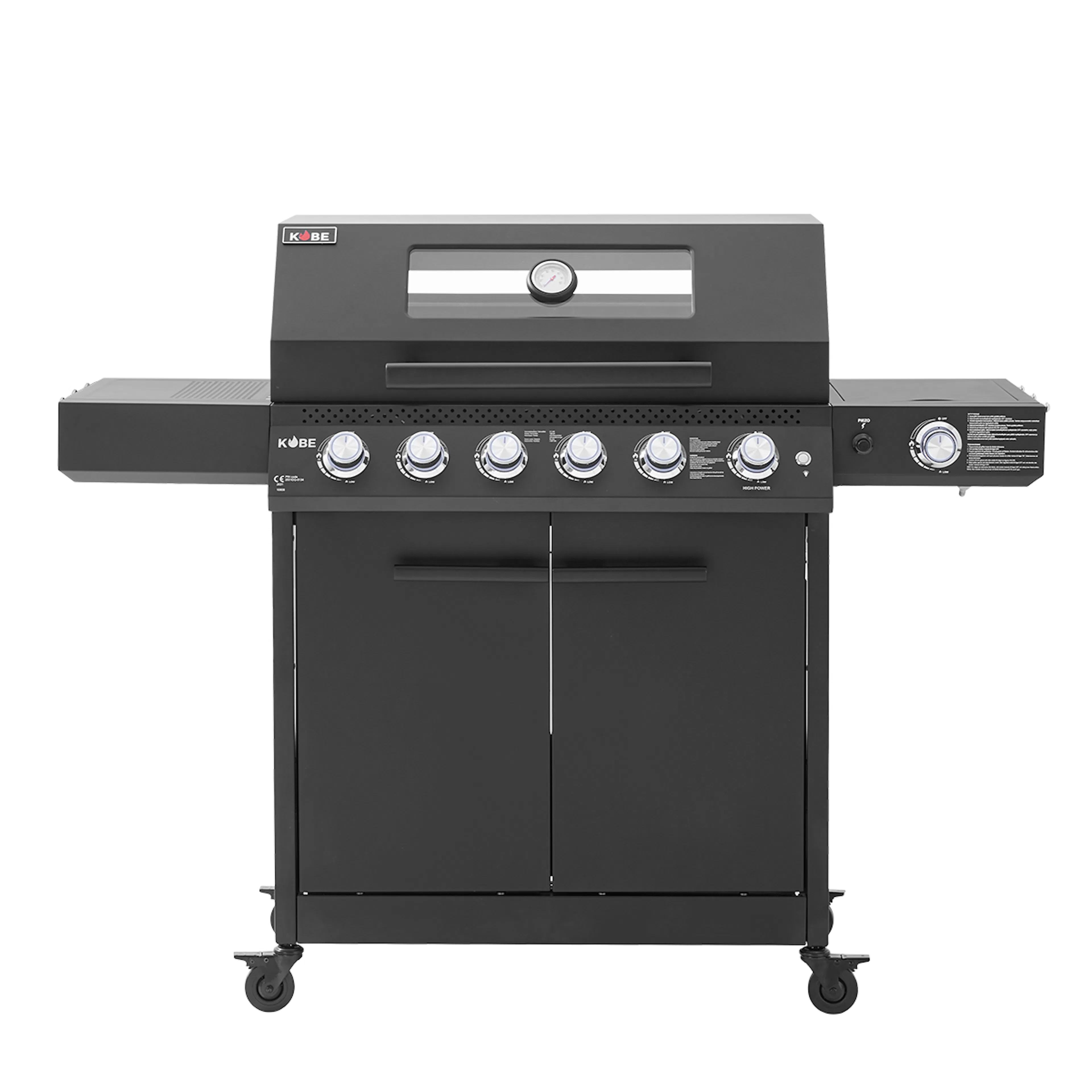 Gasolgrill Kobe Premium 5 Brännare Med Sidobrännare & Glaslock