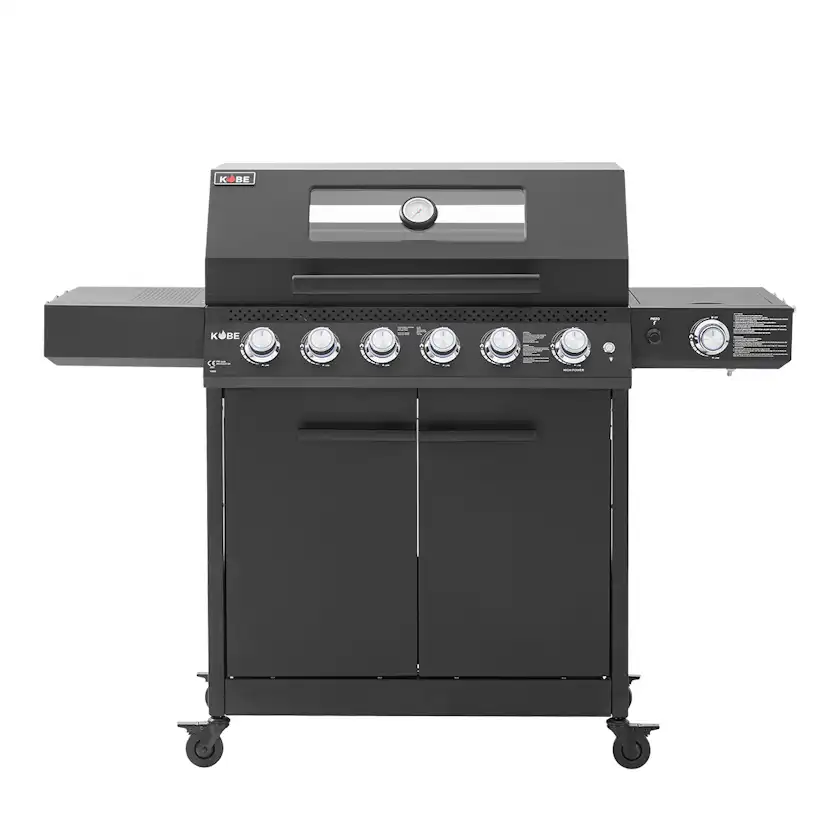 Gasolgrill Kobe Premium 5 Brännare Med Sidobrännare & Glaslock