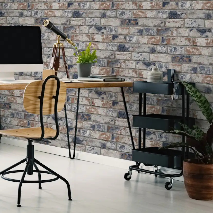 Tapet Fresco Distressed Brick Blå/Röd