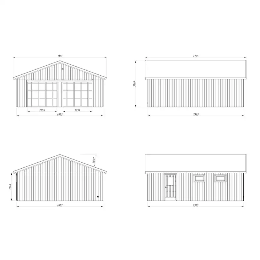 Dubbelgarage Palmako Andre 49,1 m² Byggsats i Obehandlat Trä med Sadeltak