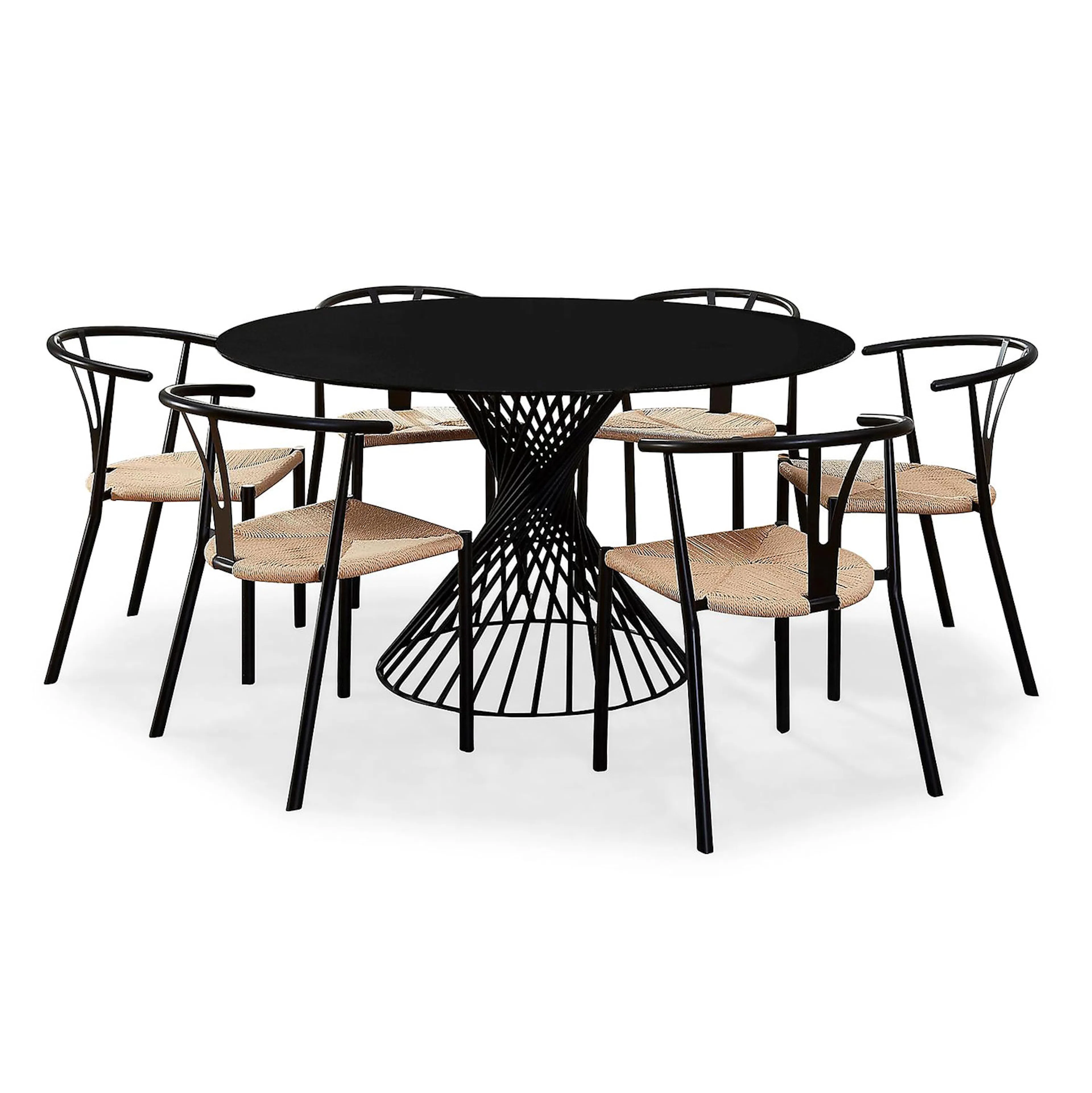 Matgrupp In Living Iggy Glas med 6 Elysia Matstolar