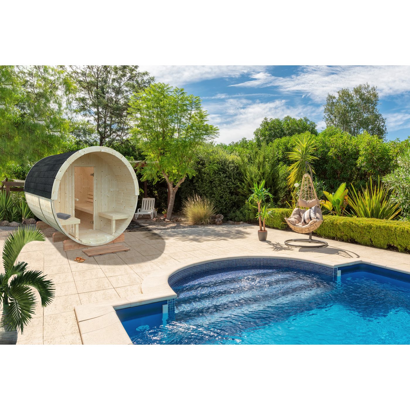 Bastutunna Palmako Anita Byggsats med Altan & Obehandlat Trä