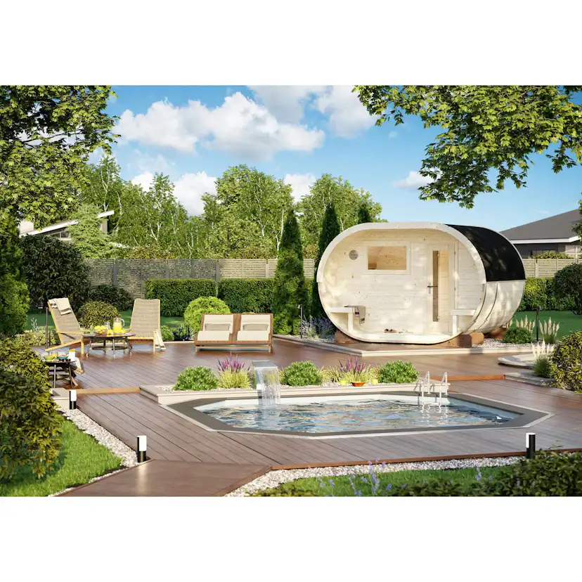 Bastutunna Palmako Anette Byggsats med Altan & Obehandlat Trä